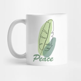 Green leaf with peace, inspirational meanings Mug